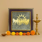 7 Horses on Raw Pyrite Frame with FREE Shree Yantra (6*6 inch)