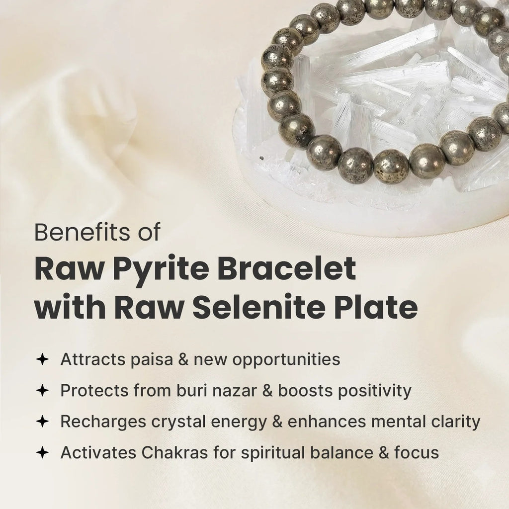 Raw Pyrite Bracelet with FREE Raw Selenite Plate