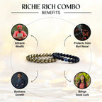 Richie Rich Combo (Pyrite bracelet + Black Obsidian Bracelet)