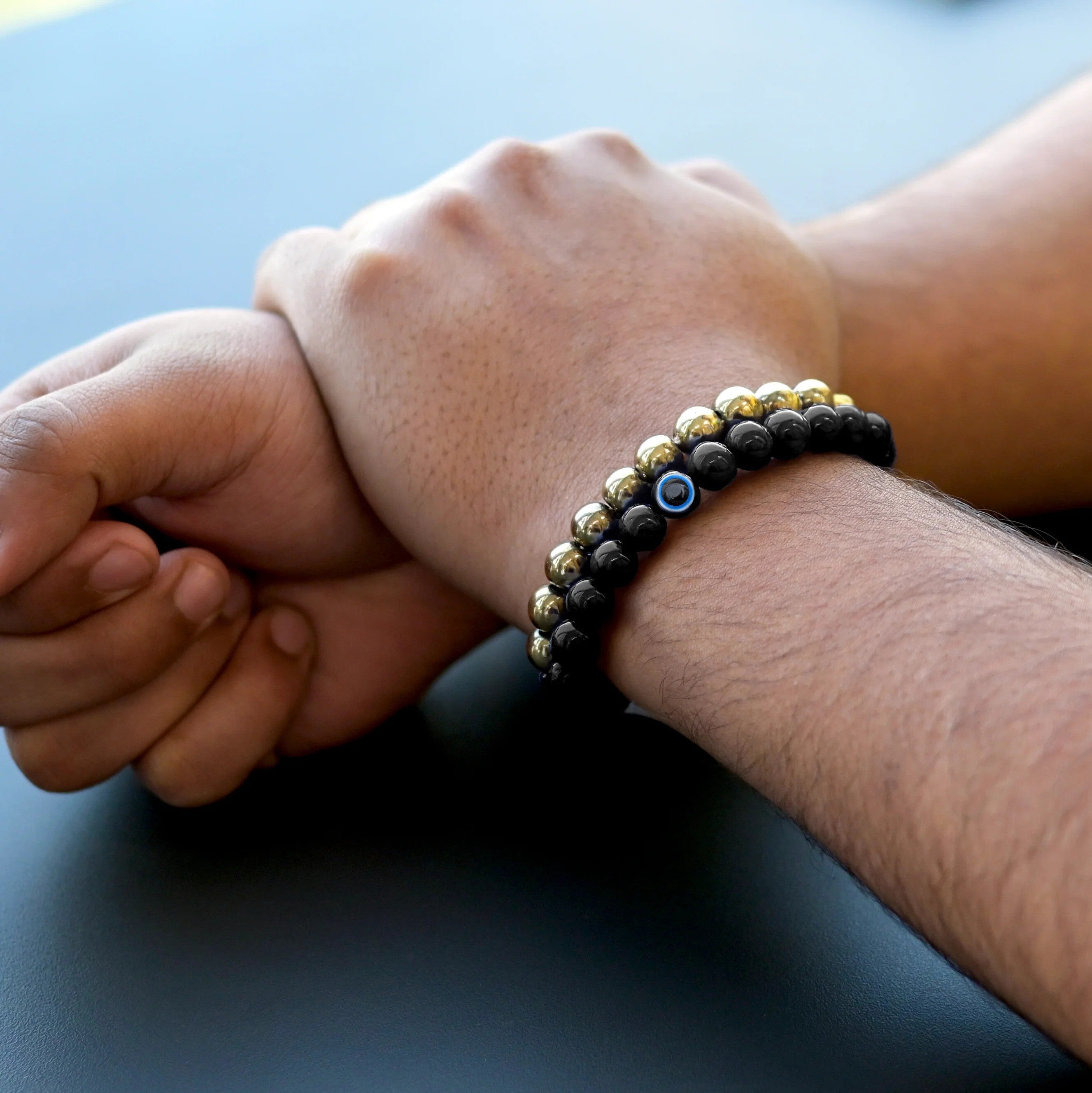 Richie Rich Combo (Pyrite bracelet + Black Obsidian Bracelet) Secondary image